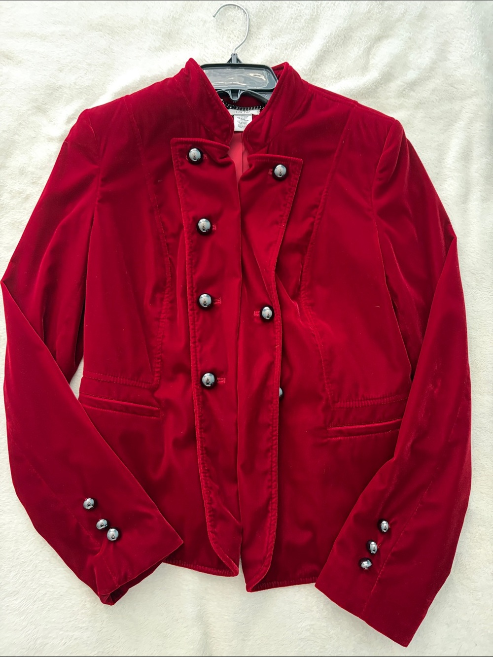 Cache Red Velvet Military-Style Blazer